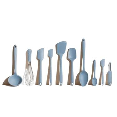 Imagem de GIR: Get It Right - 10 Piece Silicone Utensil Set - Ladle, Spatulas, Flip, Spoons, Whisk, Potato Peeler & Spoonula, Heat Resistant, Dishwasher Safe, Kitchen Utensil, Baking Supplies - Slate