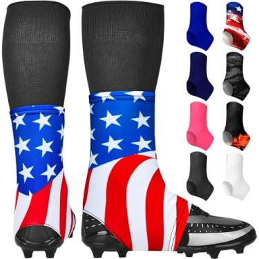 Imagem de Exxact Sports Capas de chuteira de futebol Spats – Mantenha seus cadarços amarrados e chuteiras limpos, futebol americano para chuteiras, perfeito para beisebol, futebol, lacrosse, hóquei (bandeira
