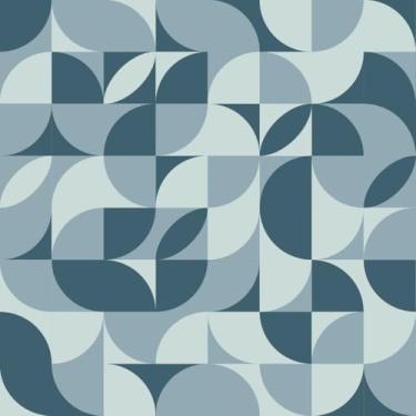 Imagem de Papel De Parede Adesivo Formas Geométricas Azul Escuro E Verde Pastel 10m