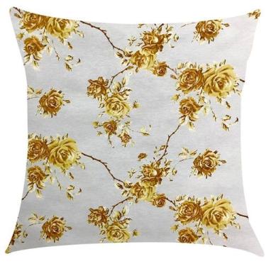 Imagem de Capa de Almofada Impermeável Acqua Linea Amarelo Floral 45x45cm - Sua 