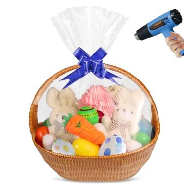 Imagem de Yeumk Pacote com 20 sacos retráteis para cestas de presente sacos de PVC de celofane transparente (35,56 x 50,8 cm-20 peças)