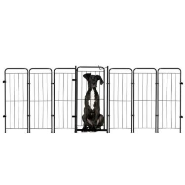 Imagem de Cercado Pet Portátil Dobrável 6 Módulos 98cm Com Portão Estilo Industr