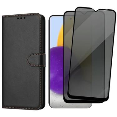 Imagem de Capa Capinha Carteira Para Galaxy A72 Capinha Flip Case + 2 Películas De Vidro 3D Privacidade Anti Spy