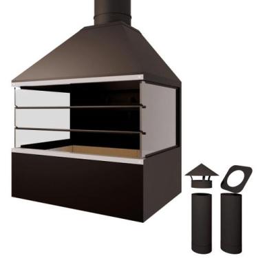 Imagem de Churrasqueira de Parede E82V em aço Inox 304 escovado - com vidros lat