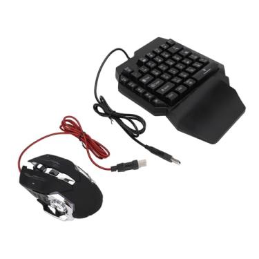 Imagem de Asixxsix Combo de teclado e rato para jogos, com suporte de saída de 5V 2000Ma, carregamento rápido 4 em 1, teclado para jogos com uma mão, para jogadores de PC