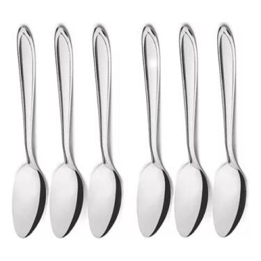 Imagem de Kit Jogo Colher de Sopa Inox 6pç Inox Aço Restaurante Buffet - Todo di