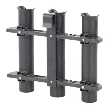 Imagem de SM SunniMix Suporte triplo para vara de pesca Cooler 12,4 x 10,6 x 3,7 polegadas, preto, portátil, com ranhuras para alicates, para barco, suporte de montagem
