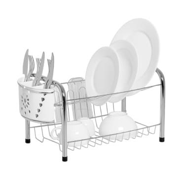 Imagem de Escorredor Secador Duplo Rei Com Porta Copo E Talher(Branco)