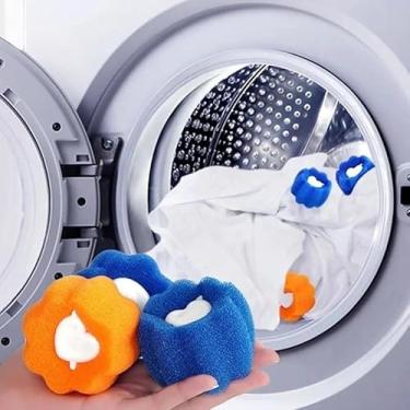 Imagem de Removedor De Pelos Roupas Kit 4 Bolas Panda 6Cm Para Maquina De Lavar Roupa De Maneira Fácil