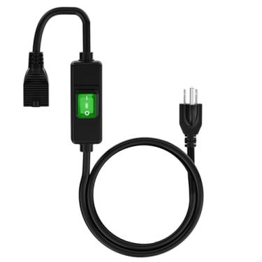 Imagem de Cabo de extensão impermeável de 3 pinos (3 pés), cabo de extensão de interruptor liga/desliga em linha, SJTW 14AWG 3C IP57 à prova d'água, interruptor em linha resistente máx. 20A 125 V..