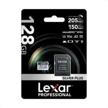 Imagem de Cartão De Memória Lexar 128GB Professional Silver Plus Uhs-i Microsdxc Com Adaptador Sd