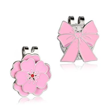 Imagem de 2un Presilhas para Chapéu de Golfe, Laço Rosa e Formato Flor Presilhas Chapéu Golfe Com Acessórios de Decoração Magnéticos Fofos para Mulheres Bolsa Viseira Cinto