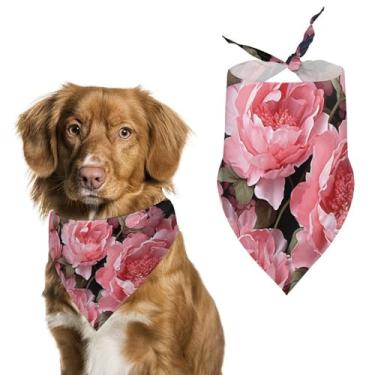 Imagem de Cachecol triângulo de poliéster estampado flores peônia - tamanho único (70 x 30 cm)