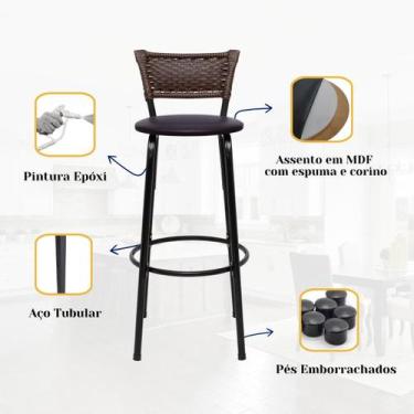 Imagem de Banqueta Cadeira Banco Alta Para Cozinha Gourmet Balcão Bancada Área G