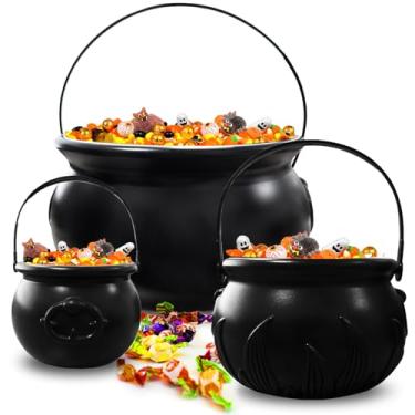 Imagem de 3 em 1 (32 cm, 24,9 cm, 19,3 cm) Grande Caldeirão de Bruxa Preta para Halloween, Balde de Balde de Plástico para Caldeirão, Decoração de Festa para Dia de São Patrício e Halloween