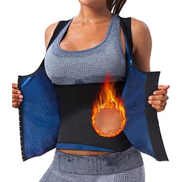 Imagem de QZSH Colete sauna feminino regata de suor modelador de cintura camisa de emagrecimento sauna meia-calça de compressão top de compressão para academia sauna jaqueta exercício Bodyshaper cinta espartilho (TBH2003-01-XXL)
