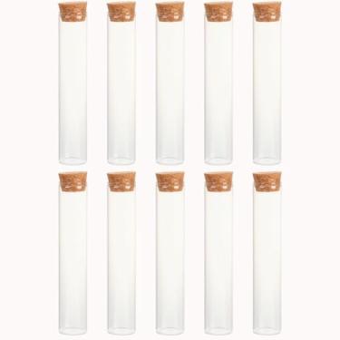 Imagem de Kit Tubos de Ensaio de Vidro Transparente de 100ml com Tampa Rolha de Cortiça (10 Unidades)