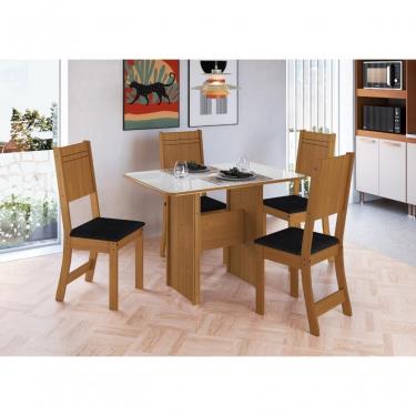 Imagem de Conjunto Sala De Jantar Fidelitá Atenas 110cm Com 4 Cadeiras Freijó/off-white Assento Preto