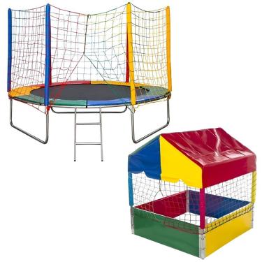 Imagem de Kit Cama Elástica Pula Pula 2,44m Grande + Piscina De Bolinhas 1,00m Infantil Playground