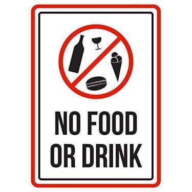 Imagem de Lilyanaen Novo sinal de metal, placa de alumínio, sem comida ou bebida, piscina, spa, aviso de parede, cartaz de parede, cerca de quintal, placa decorativa para ambientes externos e internos, 30,5 x