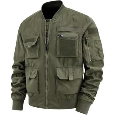Imagem de Jaqueta Tática Masculina, Jaqueta Bomber De Motocicleta à Prova D'água Casual Ao Ar Livre à Prova D'água Agasalhos De Carga, Green, 4XL