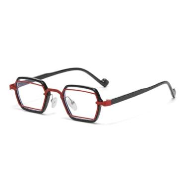 Imagem de Óculos de sol retrô punk pequeno feminino, armação anti-luz azul, lentes transparentes, proteção UV400, masculino (C11 preto, vermelho, transparente)