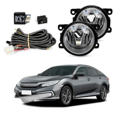 Imagem de Kit Farol de Milha para Civic 2017 a 2021 G10 Completo com Chicote Botão e Relê Auxiliar Neblina