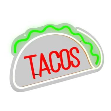 Imagem de Ioensy Luz noturna com letreiro de comida, luzes decorativas, luz LED com desenho animado alimentada por USB, decoração de parede para cenário de cafeteria, Tacos