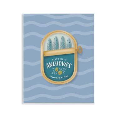 Imagem de Stupell Industries Anchovas enlatadas em ondas placa de parede design de arte por Sandra Picco, 14 x 11