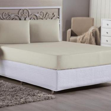 Imagem de Jogo De Lençol Casal 3 Peças Malha Algodão - Sonho e Arte, Bege