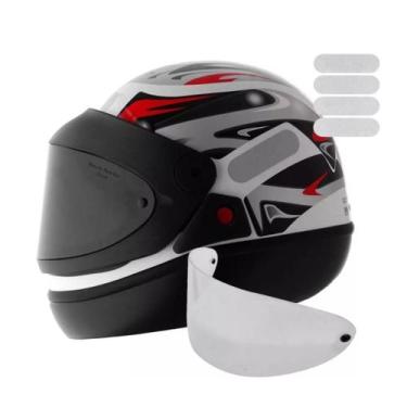 Imagem de Capacete San Marino Masculino Branco Mais Viseira Fumê E Adesivo, 60