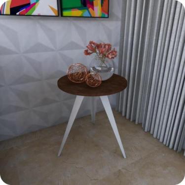 Imagem de Mesinha Lateral De Canto Para Sala e Quarto Redonda B.M - MetalCromo