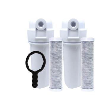 Imagem de kit 2 Filtros Carbon + 2 Carcaça p/ Caixa de Agua e Cavalete - Luloblo