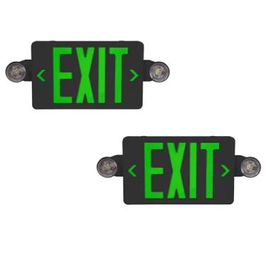 Imagem de CM MZY Caixa preta, luz de emergência verde com duas cabeças ajustáveis, bateria reserva, padrões dos EUA, certificação UL, combo para negócios, AC 120/277V, pacote com 2