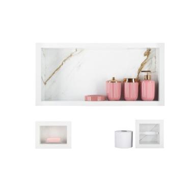 Imagem de Nicho Em Porcelanato Para Banheiro - kit com 3 peças (Calacata) - Oest
