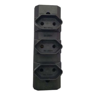 Imagem de Tomada Em Barra 3 Saídas 10a 250v Preta - INTERNEED