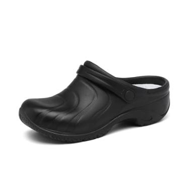 Imagem de Haifago Sapatos femininos antiderrapantes à prova d'água e à prova de óleo, tamancos profissionais de enfermagem para jardinagem hospitalar, Preto, 39