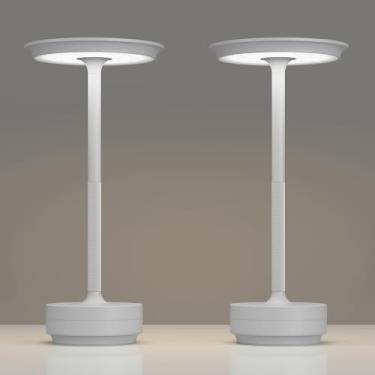 Imagem de TBBGA Pacote com 2 lâmpadas de mesa recarregáveis, sem fio, portátil de 5000 mAh, luminária de mesa LED de escurecimento contínuo de 3 cores com função de memória, para casa/jantar/pátio/restaurante