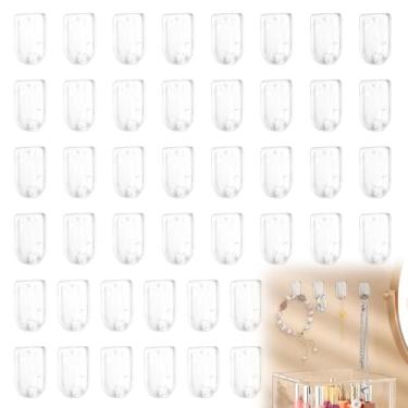 Imagem de LELE LIFE Pacote com 45 suportes de colar de parede, organizador de colar de pendurar montado na parede, organizador de joias de acrílico para pulseiras, brincos, exibição de anéis