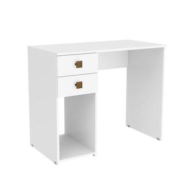 Imagem de Escrivaninha Simples 2 Gavetas Branco MSM412 Movelbento