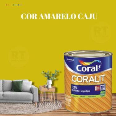 Imagem de Tinta Esmalte Sintético Base Água Cor Amarelo 800ml Coral Coralit Tota
