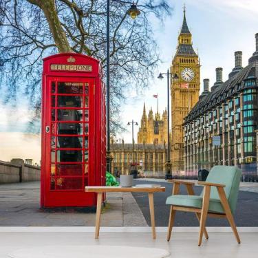 Imagem de Papel de Parede Viagem Londres Cabine Sala Painel - 360pcp - Allodi