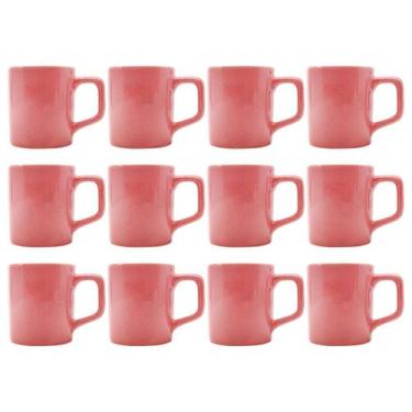 Imagem de Jogo 12 Xícaras Café 80mL Cerâmica Rosa Mesa Posta - ECOS, Colors