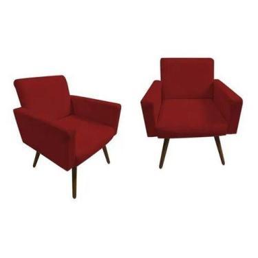 Imagem de Kit 2 Poltrona Nina Decorativa King Lar Suede Vermelho