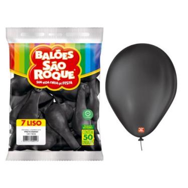 Imagem de Balão Bexiga N 7 Preto Com 50 unidades - São Roque