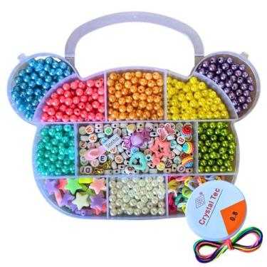 Imagem de Kit Infantil Miçangas Coloridas 1850pçs Maleta Panda Orelhas - Magia M