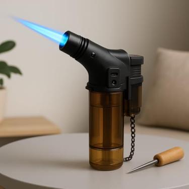 Imagem de Mini Maçarico Portátil Multiuso Recarregável | Chama de 1300°C com Trava de Segurança para Culinária, Camping e Artesanato
