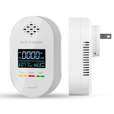Imagem de Detectores de monóxido de carbono 4 em 1 conectados, detector de CO e gás natural com visor de temperatura e umidade, detector de monóxido de carbono para viagem, para casa, hotéis, viagens