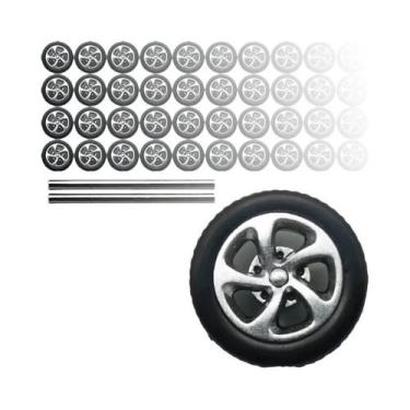 Imagem de Rodas De Carro Modelo Com Pneus De Borracha Em Escala 1/64, Peças De V