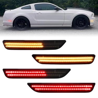 Imagem de Luzes marcadoras laterais de LED vermelho âmbar dinâmico sequencial para Ford Mustang 2010 2011 2012 2013 2014 conjunto indicador refletor de para-choque dianteiro traseiro 2010 2011 2012 2013 2014